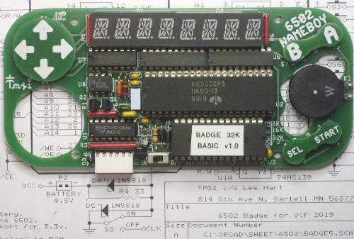 6502 Badge for VCF 2019 assembled